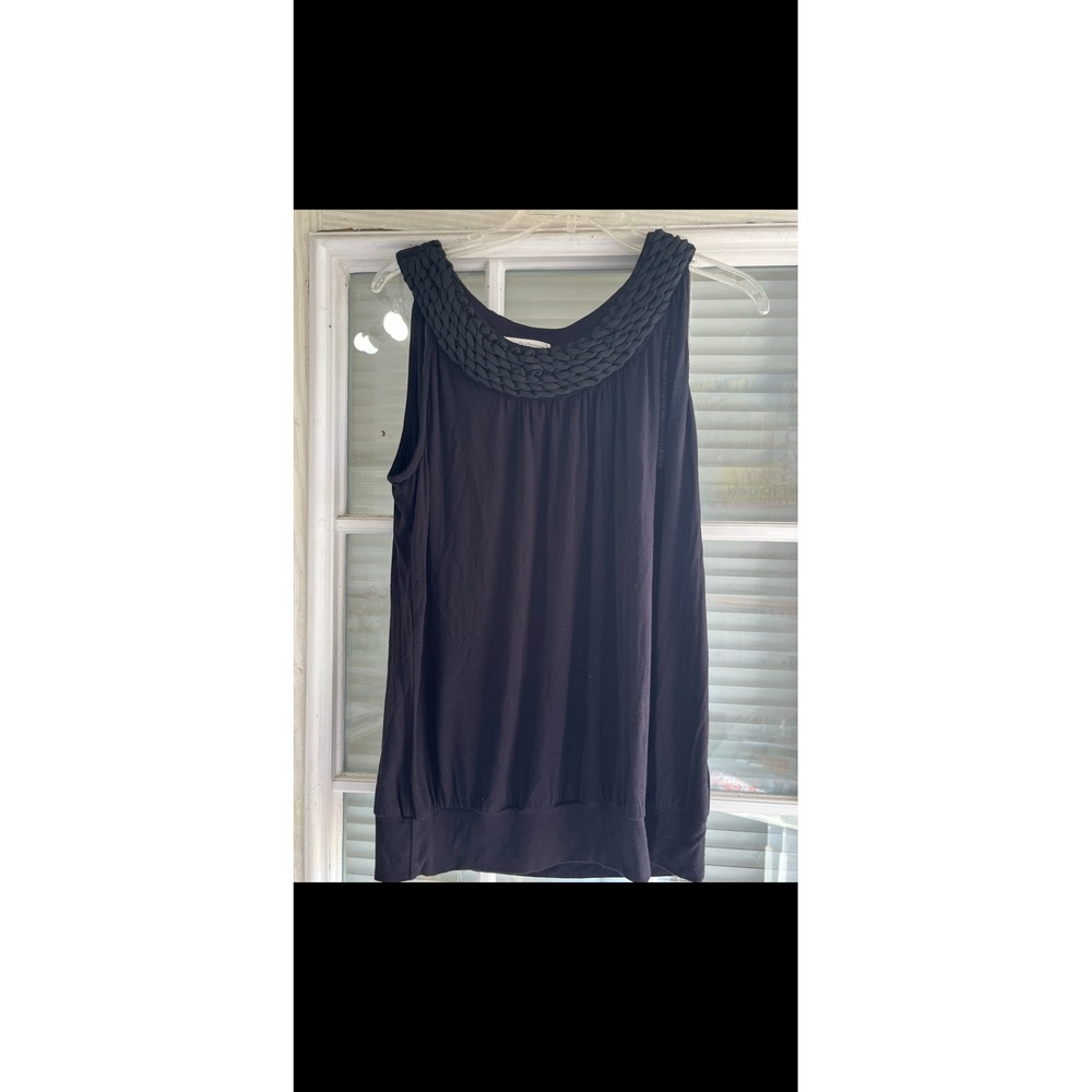 John Paul Richard Petite Black Tank Top Braided Neckline Sleeveless SP